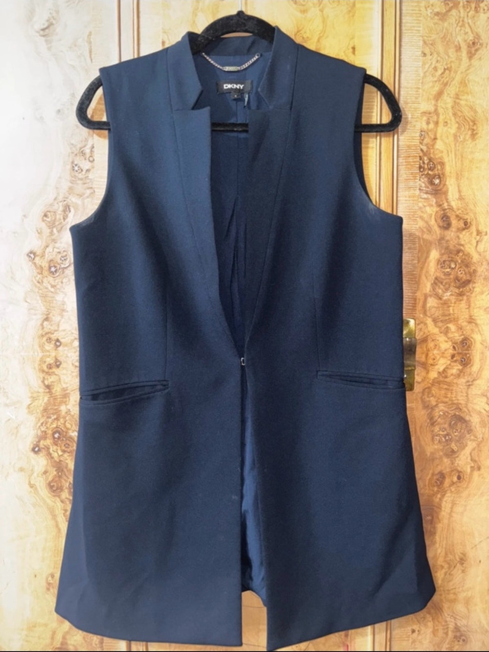 DKNY Women's Sleeveless Long Vest in Navy Blue size Medium